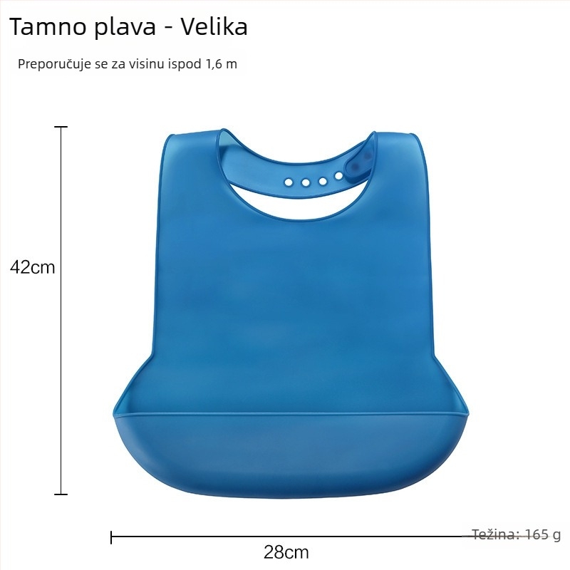Silikonska biba s vodootpornim 3D džepovima za hranu i džepom za pljuvačku, unisex, prehrambeni silikon
