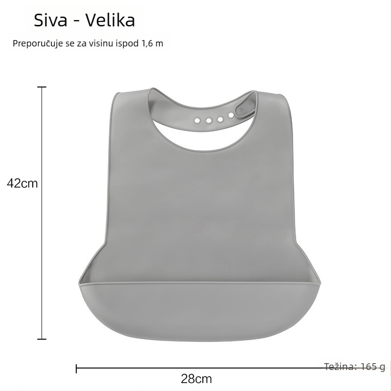 Silikonska biba s vodootpornim 3D džepovima za hranu i džepom za pljuvačku, unisex, prehrambeni silikon