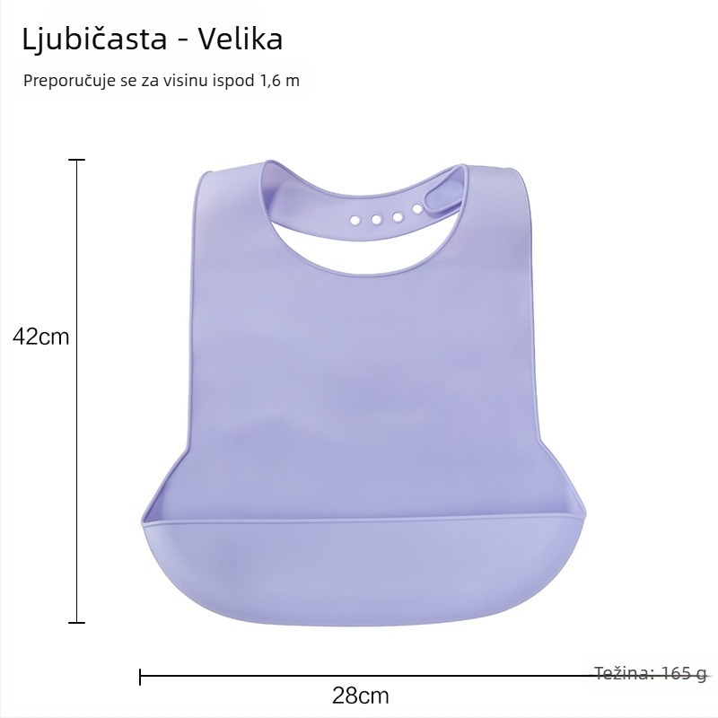 Silikonska biba s vodootpornim 3D džepovima za hranu i džepom za pljuvačku, unisex, prehrambeni silikon