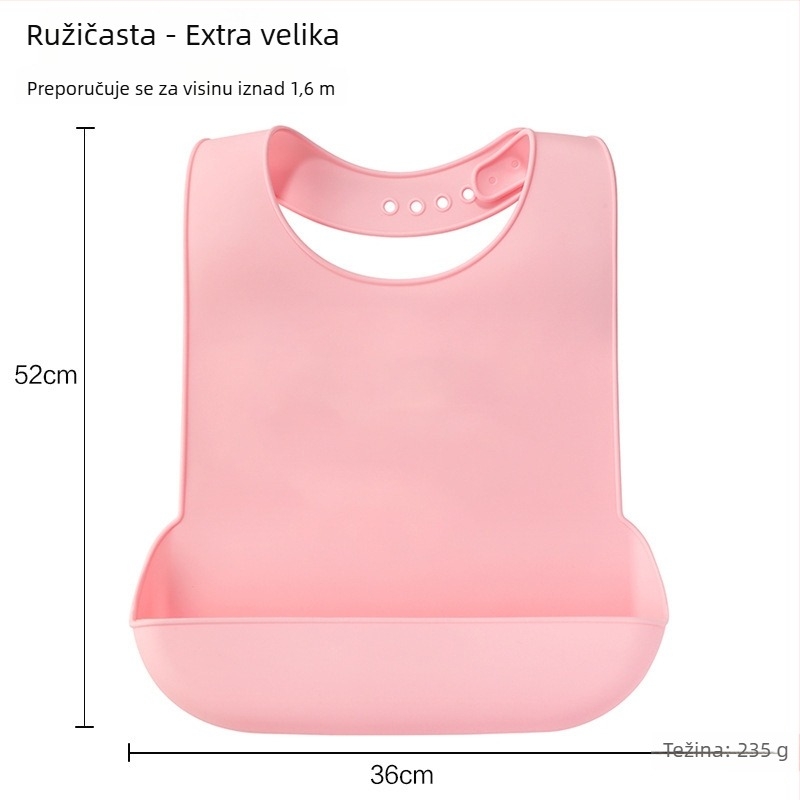 Silikonska biba s vodootpornim 3D džepovima za hranu i džepom za pljuvačku, unisex, prehrambeni silikon