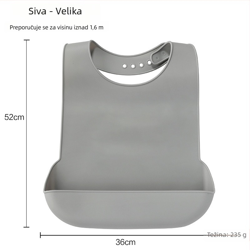 Silikonska biba s vodootpornim 3D džepovima za hranu i džepom za pljuvačku, unisex, prehrambeni silikon