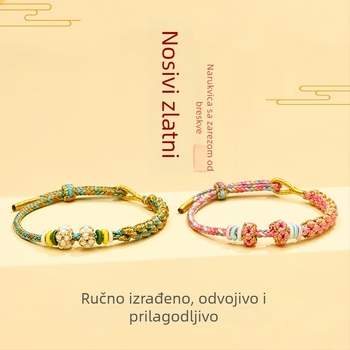 Unisex narukvica kineskog stila, ručno izrađena na crvenoj užadi - ukras za ruku