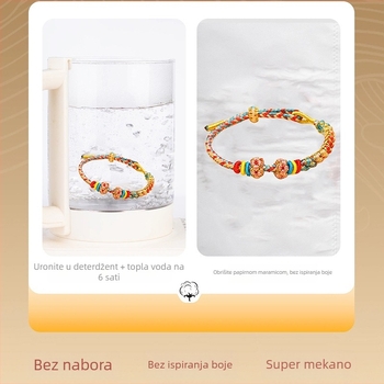 Unisex narukvica kineskog stila, ručno izrađena na crvenoj užadi - ukras za ruku