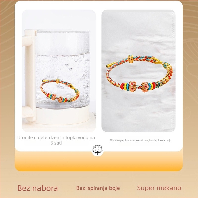 Unisex narukvica kineskog stila, ručno izrađena na crvenoj užadi - ukras za ruku