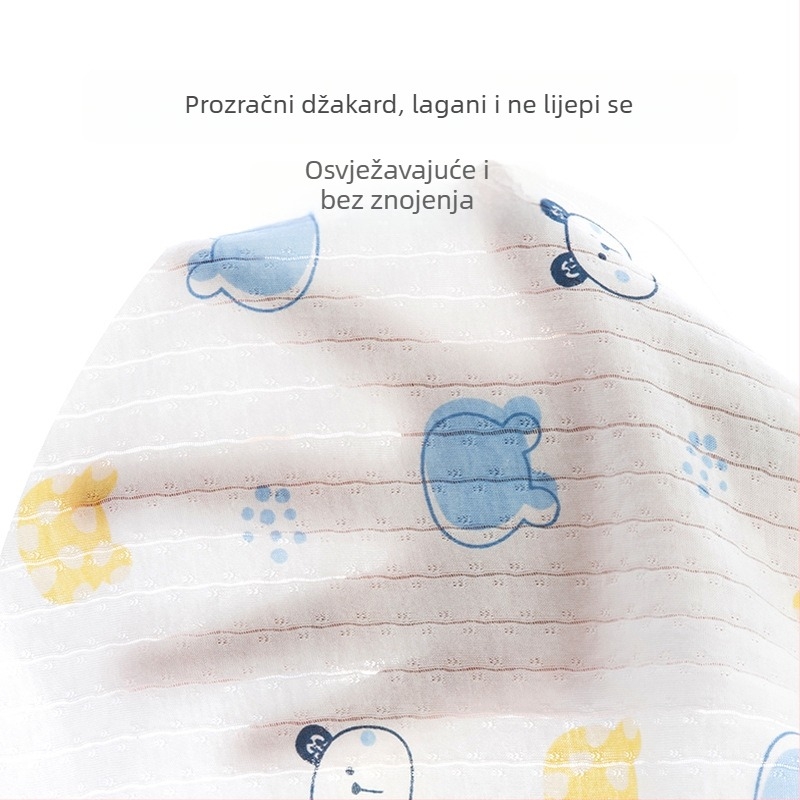 Bebina pamuk kratkih rukava majica s okruglim izrezom (crtani uzorak, 100% pamuk, za novorođenčad 0–1 godina)
