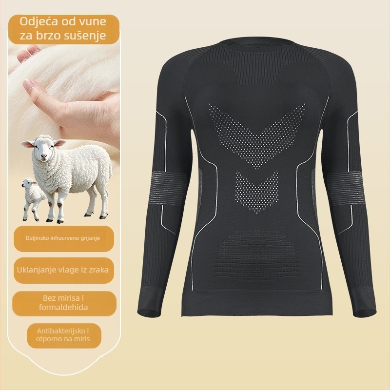 Unisex brzi sušeći set od ovčje vune s prugama za vanjske aktivnosti: planinarenje i skijanje, odvodi vlagu, zimu, proljeće i jesen