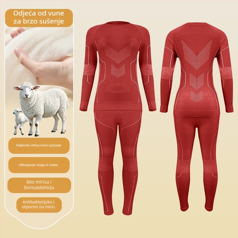 Unisex brzi sušeći set od ovčje vune s prugama za vanjske aktivnosti: planinarenje i skijanje, odvodi vlagu, zimu, proljeće i jesen