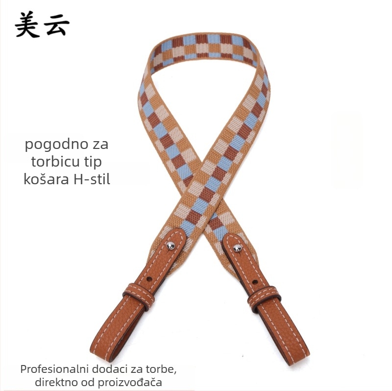 Meiyun remen za torbu od mikrovlaknaste kože, karirani uzorak, lagan, pleteni široki ramenski remen