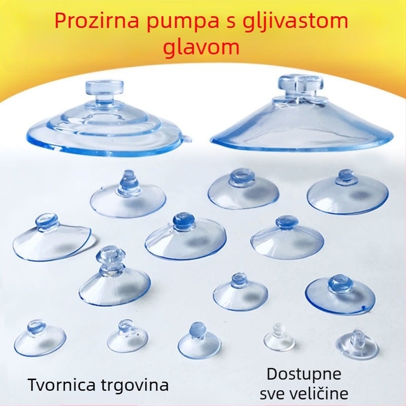 PVC usisni držač registarske pločice automobila s gljiva glavom, proziran, dizajn s višestrukim kukama, nosivost 0–1 kg