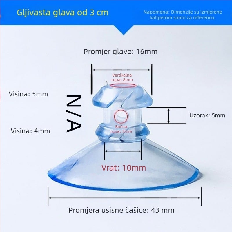 PVC usisni držač registarske pločice automobila s gljiva glavom, proziran, dizajn s višestrukim kukama, nosivost 0–1 kg