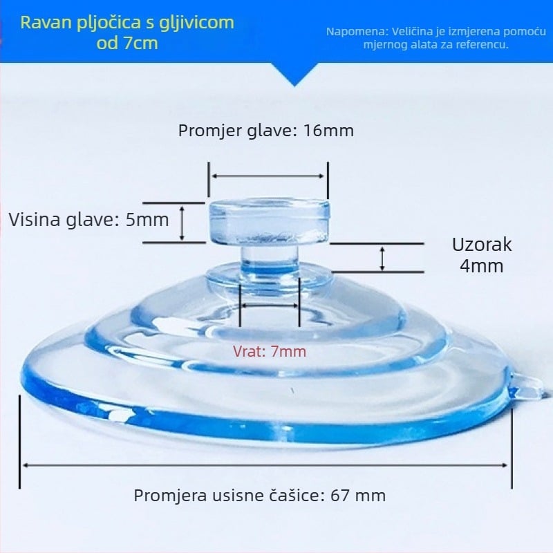 PVC usisni držač registarske pločice automobila s gljiva glavom, proziran, dizajn s višestrukim kukama, nosivost 0–1 kg