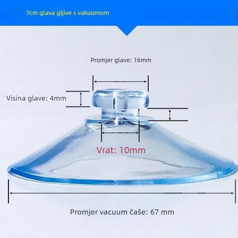 PVC usisni držač registarske pločice automobila s gljiva glavom, proziran, dizajn s višestrukim kukama, nosivost 0–1 kg