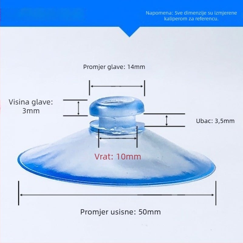 PVC usisni držač registarske pločice automobila s gljiva glavom, proziran, dizajn s višestrukim kukama, nosivost 0–1 kg