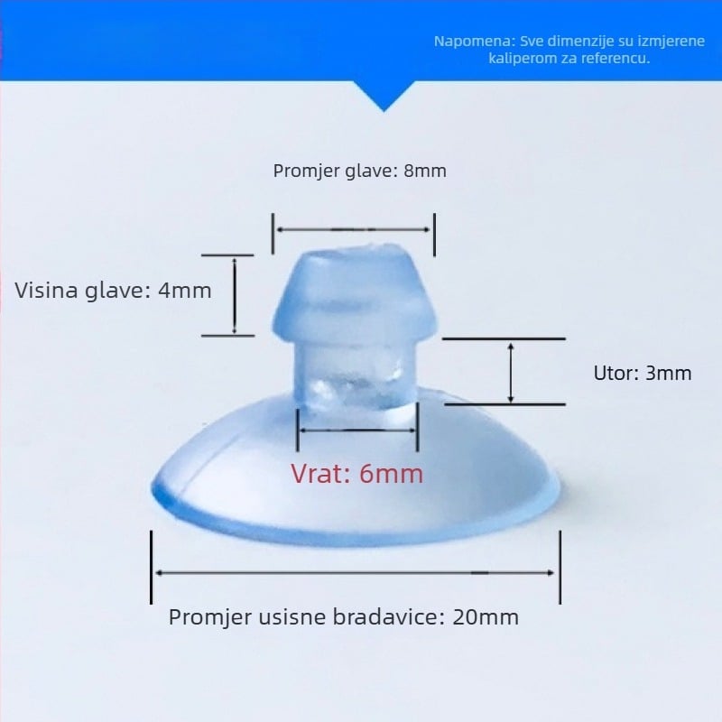 PVC usisni držač registarske pločice automobila s gljiva glavom, proziran, dizajn s višestrukim kukama, nosivost 0–1 kg