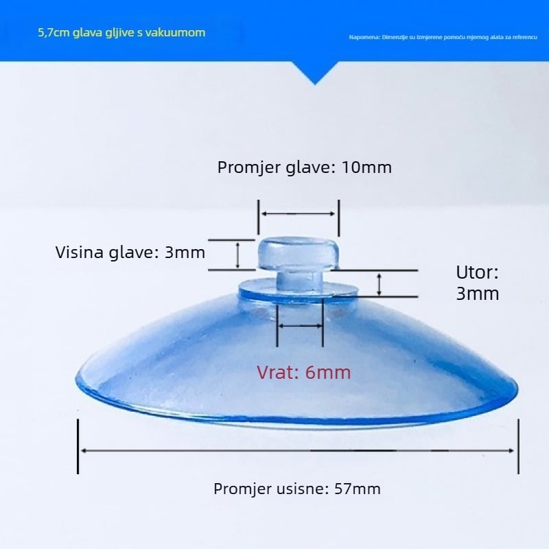 PVC usisni držač registarske pločice automobila s gljiva glavom, proziran, dizajn s višestrukim kukama, nosivost 0–1 kg