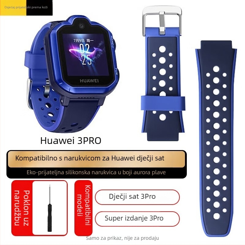 Silikonski kaiš za Huawei Kids' Phone Watch 3 Pro/3S/4X/3, širina 18 mm, kopča s iglom, jednostavan stil