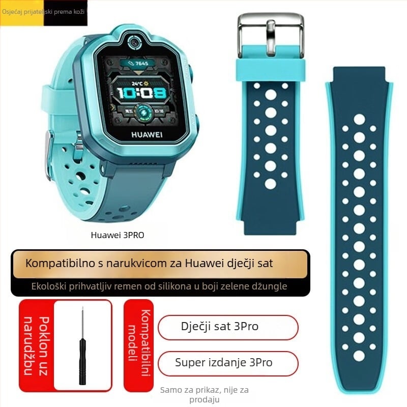 Silikonski kaiš za Huawei Kids' Phone Watch 3 Pro/3S/4X/3, širina 18 mm, kopča s iglom, jednostavan stil
