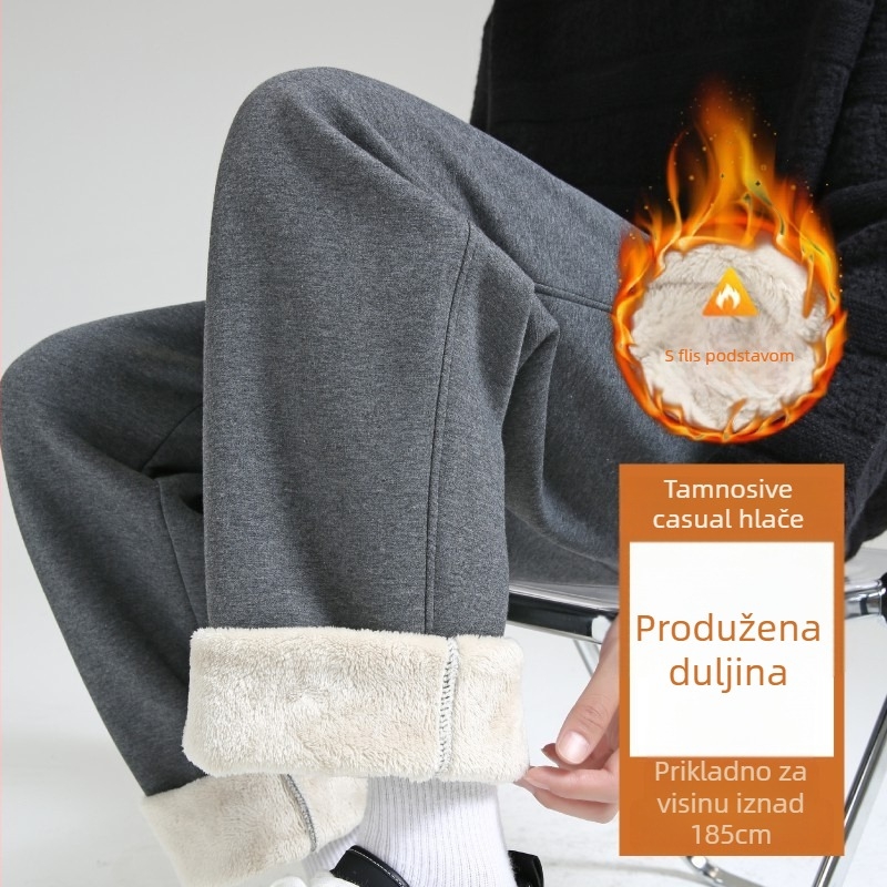 Muške zimske hlače s flis podstavom, ravnog kroja, tople i debele, za slobodno vrijeme
