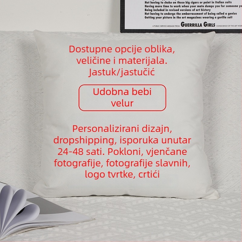 Prilagodljiva navlaka za jastuk s DIY digitalnim tiskom i logom