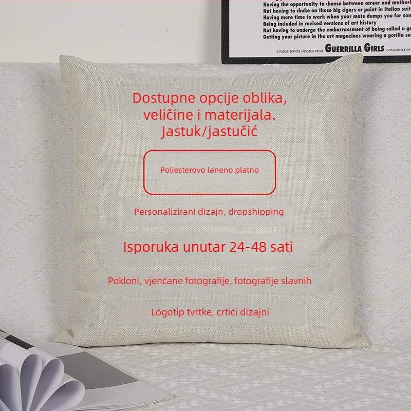 Prilagodljiva navlaka za jastuk s DIY digitalnim tiskom i logom