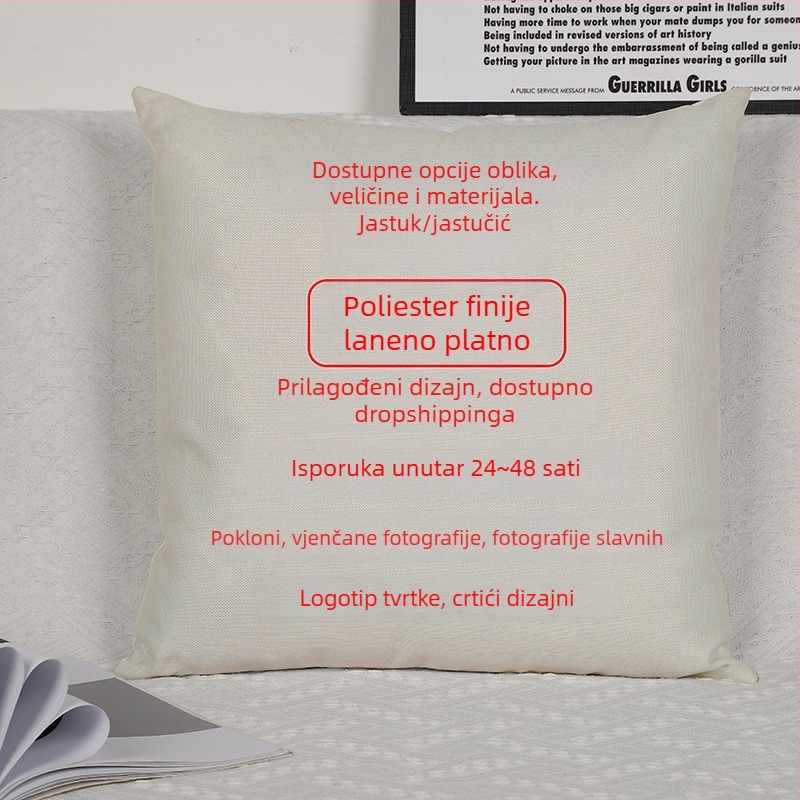 Prilagodljiva navlaka za jastuk s DIY digitalnim tiskom i logom