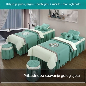 Prekrivač za krevet, četverodijelni set, poliester, brušena tkanina, reaktivno bojanje, prugasti uzorak, skandinavski stil