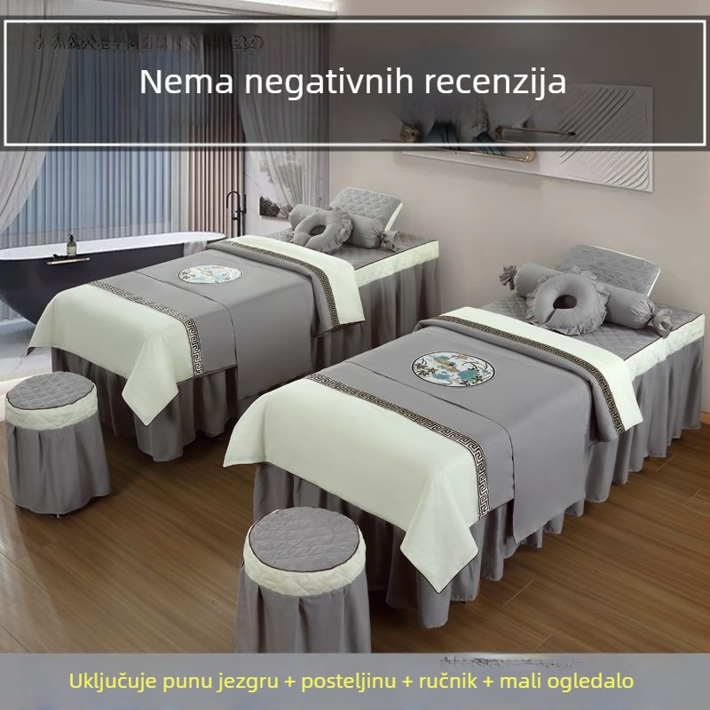 Prekrivač za krevet, četverodijelni set, poliester, brušena tkanina, reaktivno bojanje, prugasti uzorak, skandinavski stil