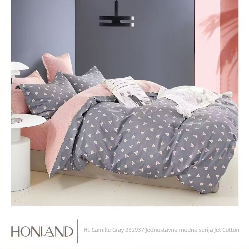 Pamukasti četverodijelni set posteljine s motivom biljaka i cvijeća, za sve sezone, INS-stil, reaktivno bojanje