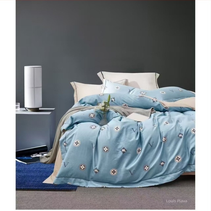 Pamukasti četverodijelni set posteljine s motivom biljaka i cvijeća, za sve sezone, INS-stil, reaktivno bojanje