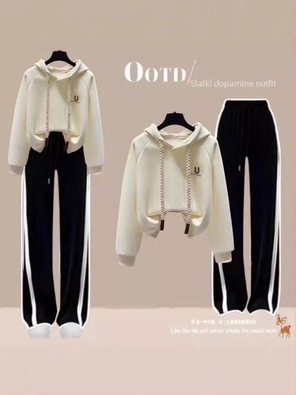 Set hoodica od pamuka za djevojčice, fleece podstava, jesen/zima, casual sportska odjeća, dugi rukavi