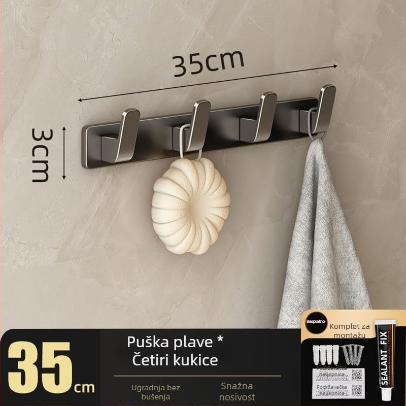 Vješalica za kapute na zid bez bušenja, Space Aluminum, višeredna s 3-8 kuka, moderan jednostavan dizajn, nosivost 10-15 kg