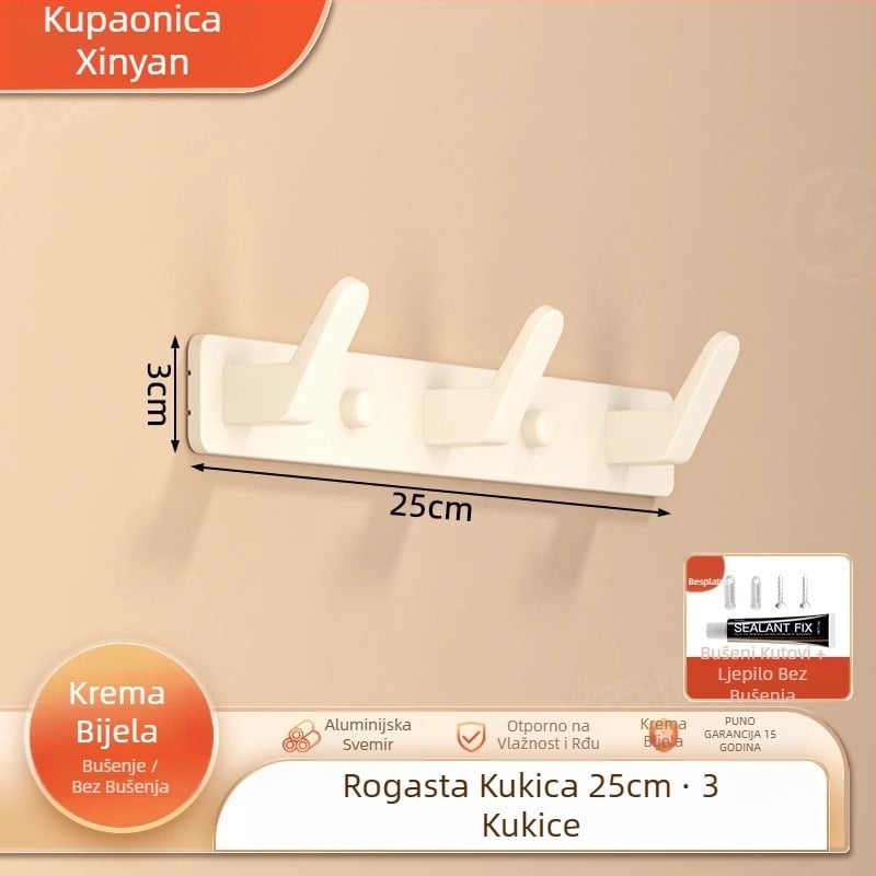 Vješalica za kapute na zid bez bušenja, Space Aluminum, višeredna s 3-8 kuka, moderan jednostavan dizajn, nosivost 10-15 kg