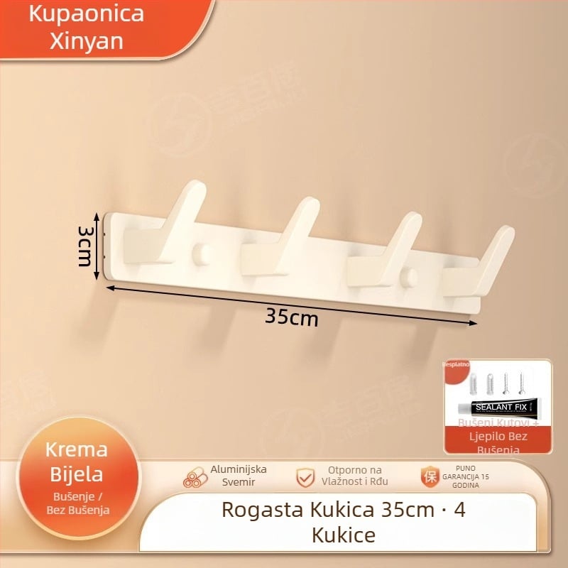 Vješalica za kapute na zid bez bušenja, Space Aluminum, višeredna s 3-8 kuka, moderan jednostavan dizajn, nosivost 10-15 kg
