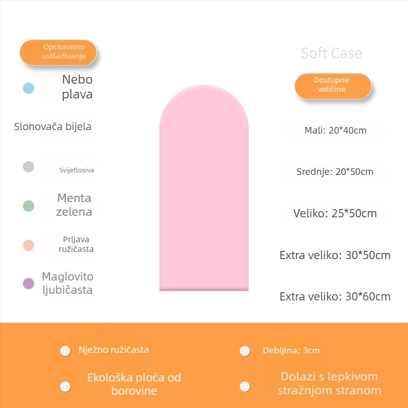 Protudarna meka zidna naljepnica, samoljepljiva zaštita uz dječji krevet, tatami zidni obruč oko kreveta, 3D jastuk, moderni minimalistički stil