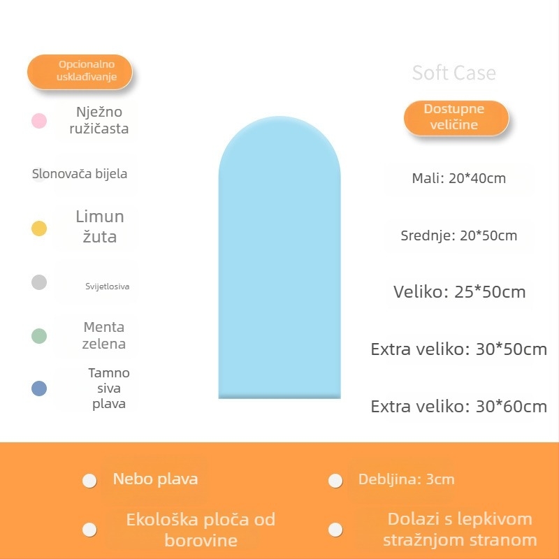 Protudarna meka zidna naljepnica, samoljepljiva zaštita uz dječji krevet, tatami zidni obruč oko kreveta, 3D jastuk, moderni minimalistički stil