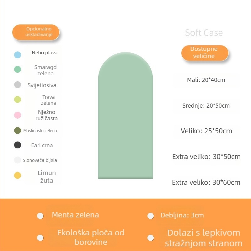 Protudarna meka zidna naljepnica, samoljepljiva zaštita uz dječji krevet, tatami zidni obruč oko kreveta, 3D jastuk, moderni minimalistički stil