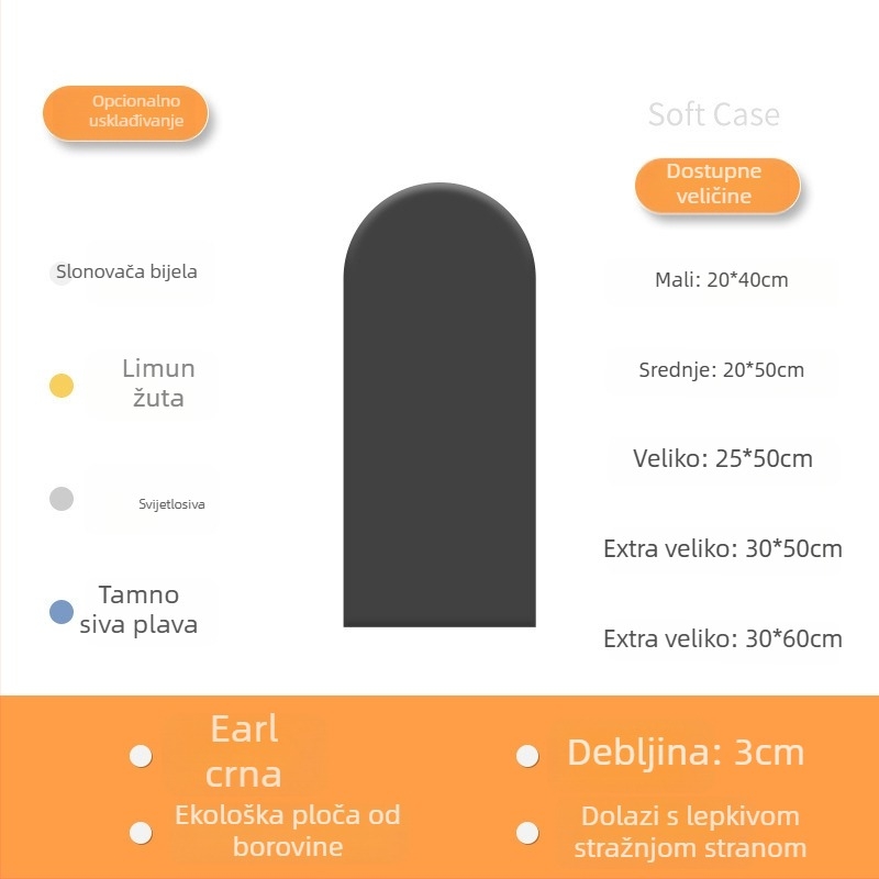 Protudarna meka zidna naljepnica, samoljepljiva zaštita uz dječji krevet, tatami zidni obruč oko kreveta, 3D jastuk, moderni minimalistički stil