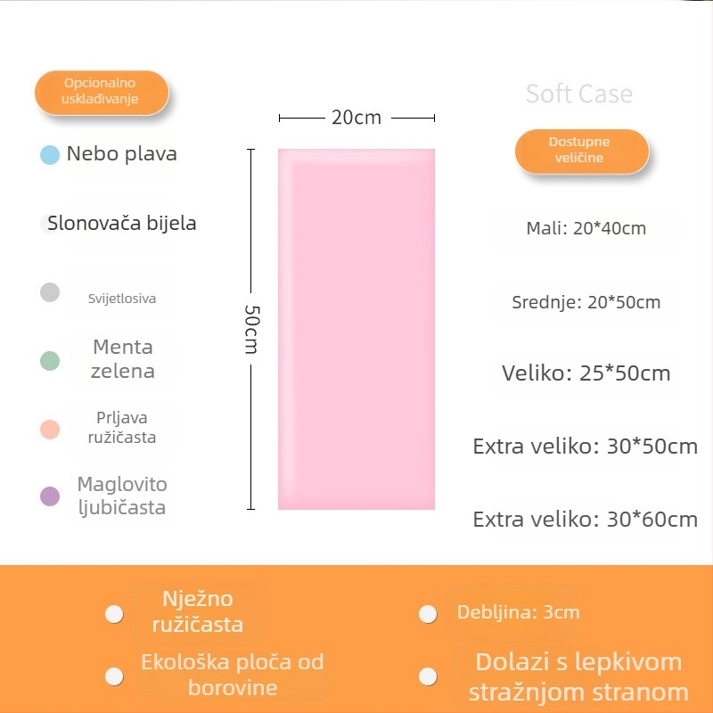 Protudarna meka zidna naljepnica, samoljepljiva zaštita uz dječji krevet, tatami zidni obruč oko kreveta, 3D jastuk, moderni minimalistički stil