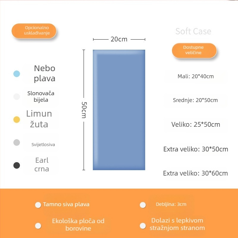 Protudarna meka zidna naljepnica, samoljepljiva zaštita uz dječji krevet, tatami zidni obruč oko kreveta, 3D jastuk, moderni minimalistički stil