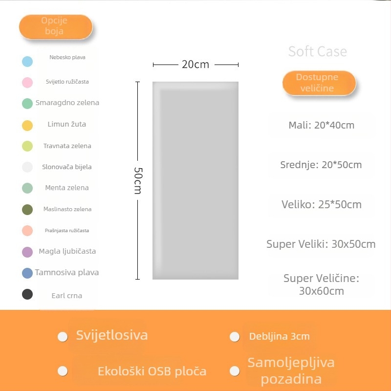 Protudarna meka zidna naljepnica, samoljepljiva zaštita uz dječji krevet, tatami zidni obruč oko kreveta, 3D jastuk, moderni minimalistički stil