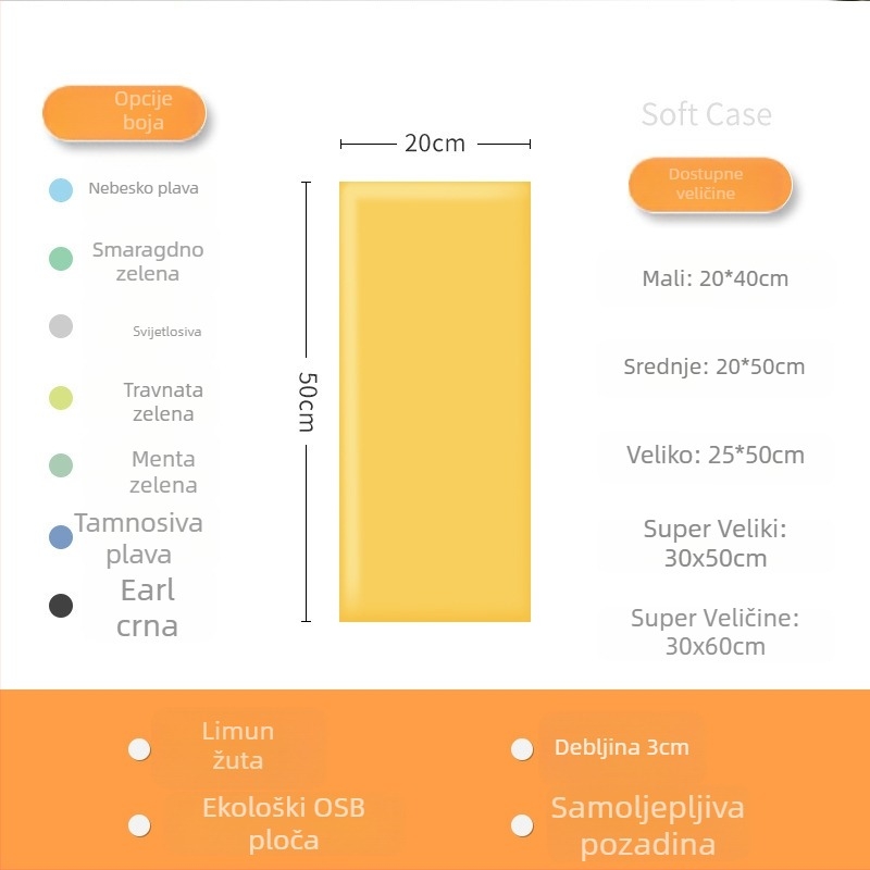Protudarna meka zidna naljepnica, samoljepljiva zaštita uz dječji krevet, tatami zidni obruč oko kreveta, 3D jastuk, moderni minimalistički stil