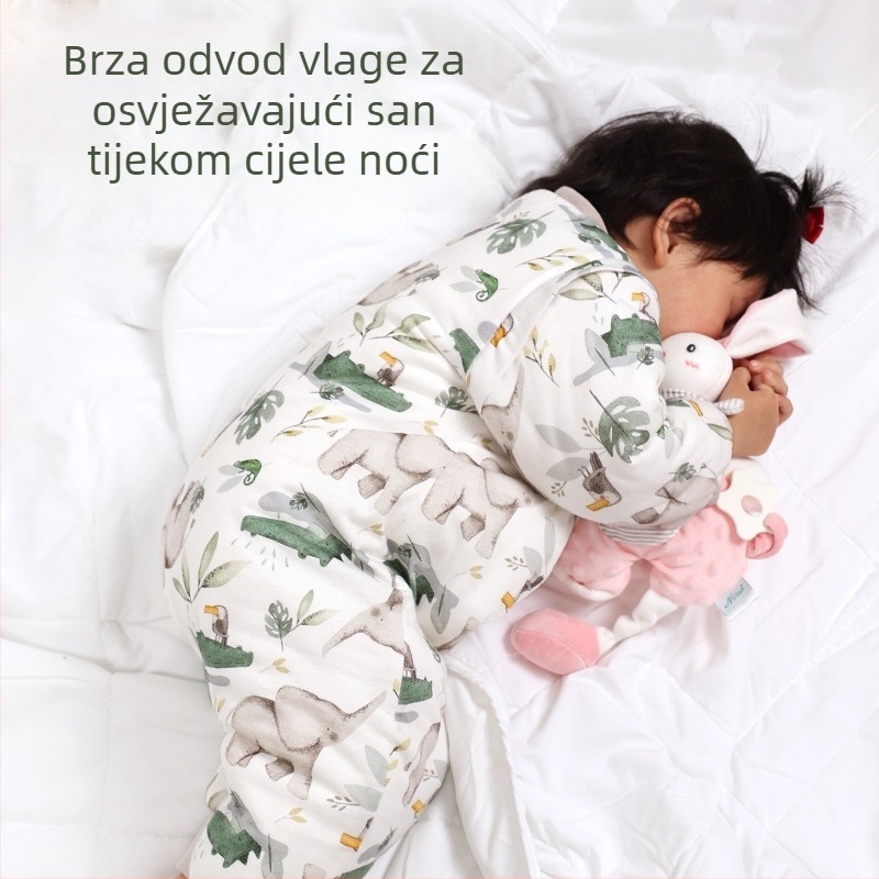 Dječja spavaća vrećica za djecu s karikaturalnim uzorkom, pamukasto platno i podstava od pamuka, poliester punilo, odvojivi rukavi, pogodno za sva godišnja doba.