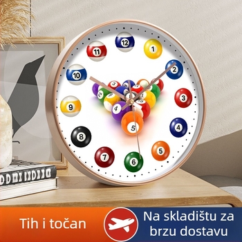 Zidni sat - tih hod kvarčnim mehanizmom, napajanje baterijama, okruglo plastično kućište, stakleni poklopac, dekorativan