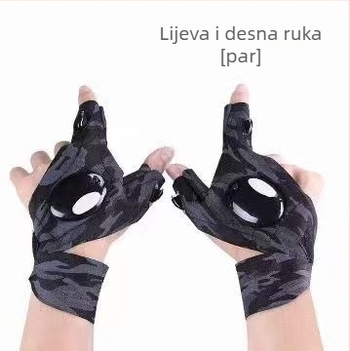 Jiugu LED rukavice za ribolov – elastomernu tkaninu, LED s napajanjem baterijom, prozračne rukavice za noćni ribolov, domet ispod 50 m