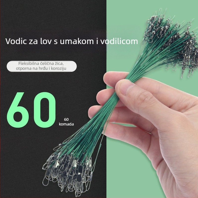 Pod-linija od čelične žice za ribolov, anti-zamotavanje, visoka otpornost na naprezanje, završni konektor-špic, mikro ribolovno opremanje