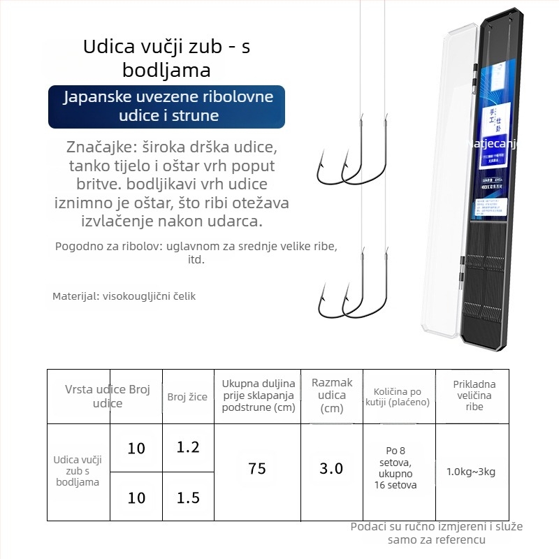 Set od 20 dvostrukih kukica s očima vuka, s linijom ispod, bodljikave, protiv zaplitanja, spremno za korištenje