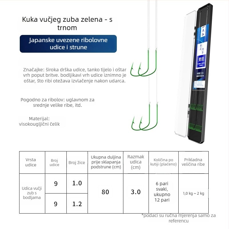 Set od 20 dvostrukih kukica s očima vuka, s linijom ispod, bodljikave, protiv zaplitanja, spremno za korištenje