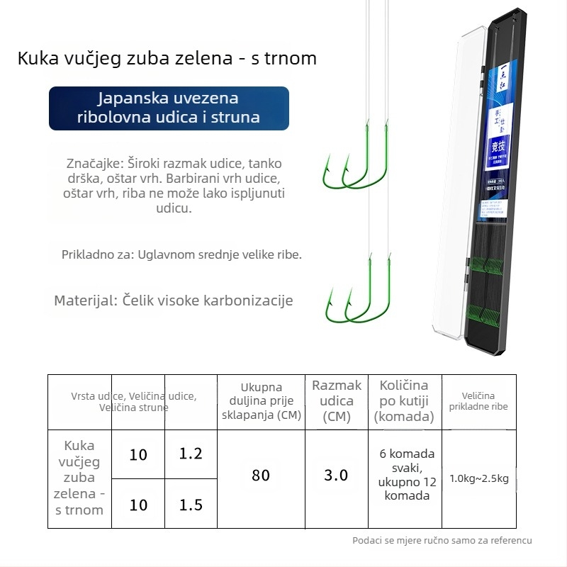Set od 20 dvostrukih kukica s očima vuka, s linijom ispod, bodljikave, protiv zaplitanja, spremno za korištenje
