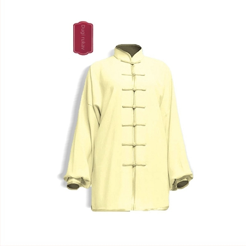 Tai Chi stil top za etnički ples - unisex, Chenille tkanina sa Spandex smjesom 30-50%, proljeće 2025