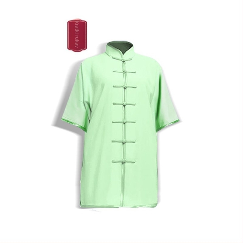 Tai Chi stil top za etnički ples - unisex, Chenille tkanina sa Spandex smjesom 30-50%, proljeće 2025